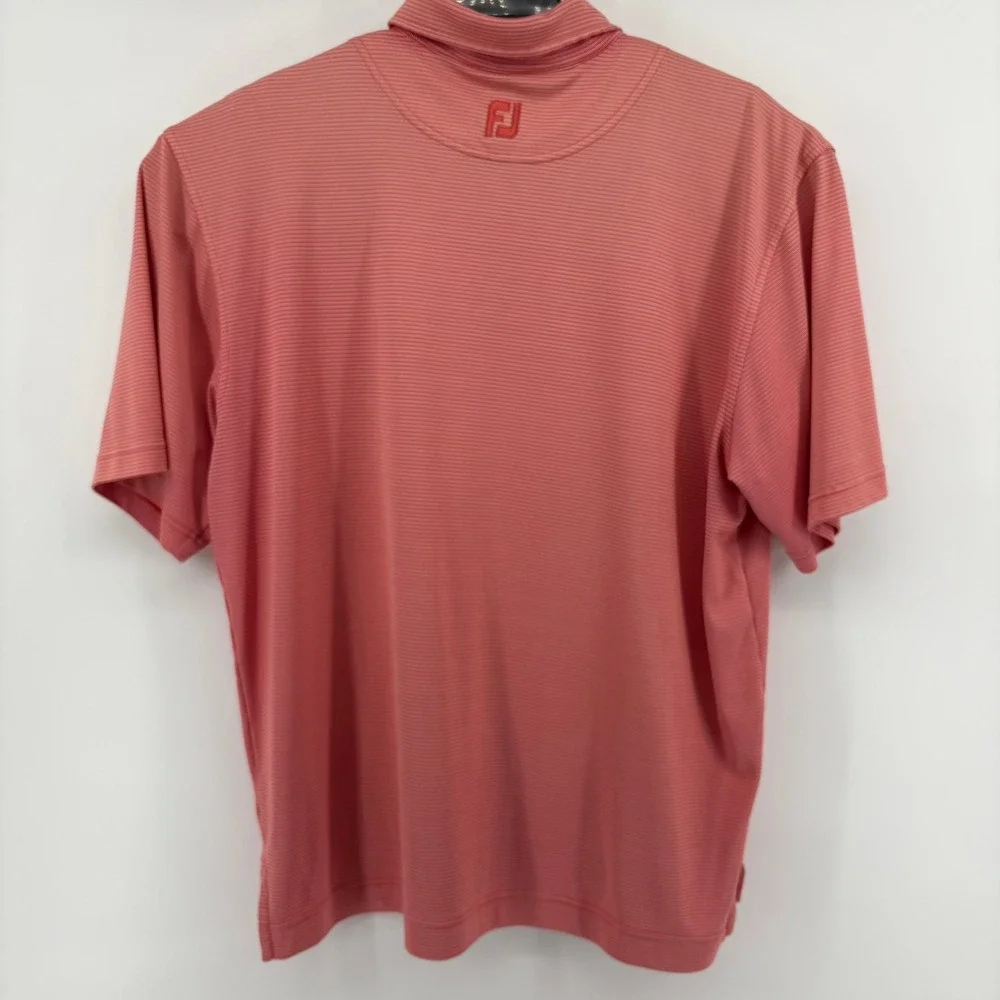 Footjoy Mens XL Red Stripe Golf Polo Shirt Short Sleeve‎ Performance Tech